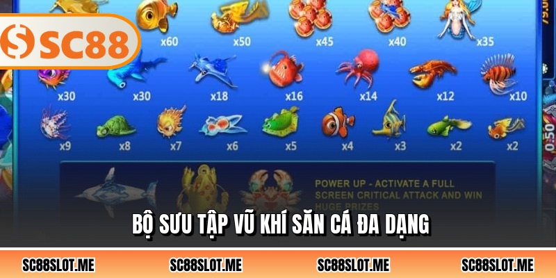 Bộ sưu tập vũ khí săn cá đa dạng