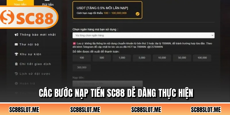 Các bước nạp tiền SC88 dễ dàng thực hiện