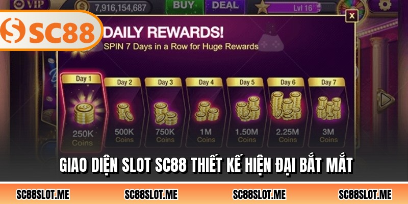 Giao diện slot SC88 thiết kế hiện đại bắt mắt